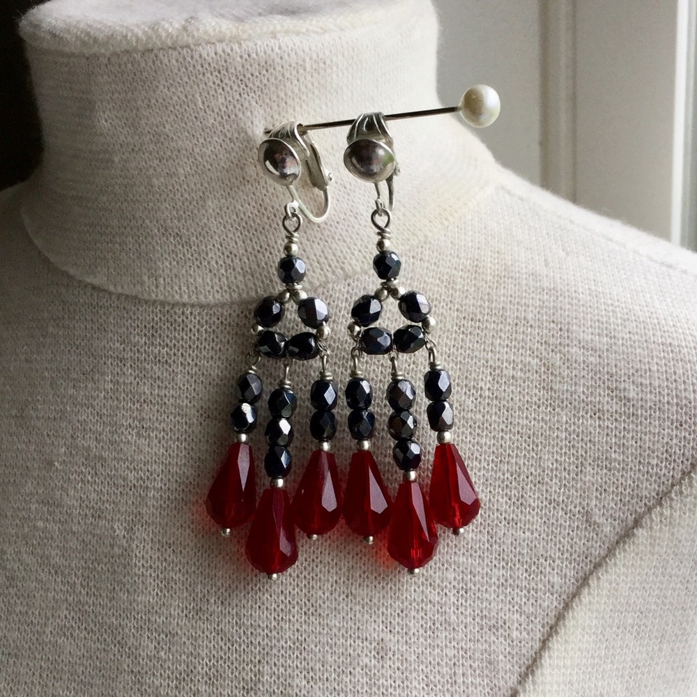 Stunning Sterling Clip-On Chandelier Earrings